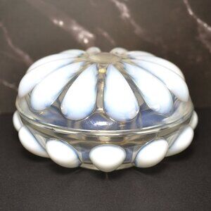 Vintage Fenton Opalescent Tear Drop Trinket/Vanity Dish With Fenton Label